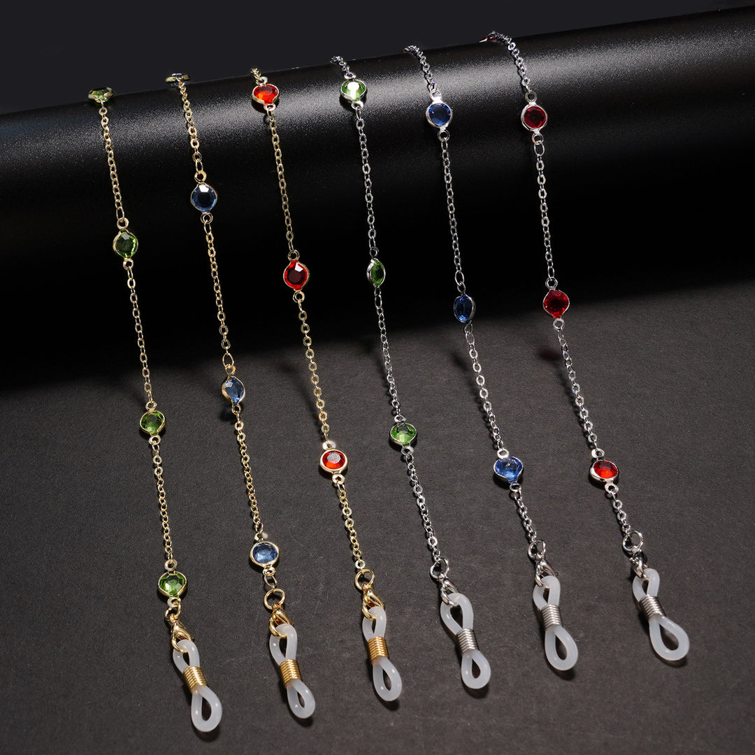 Elegant Crystal-Embellished Eyewear Chain kalsten