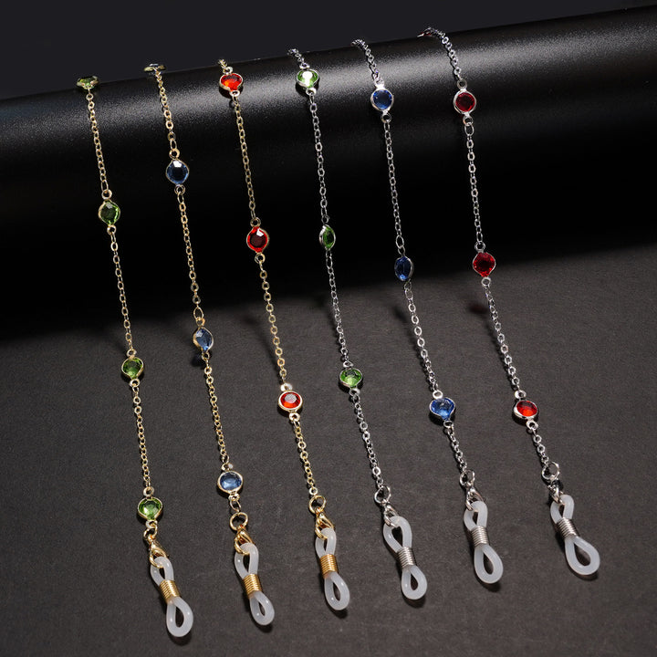 Elegant Crystal-Embellished Eyewear Chain kalsten