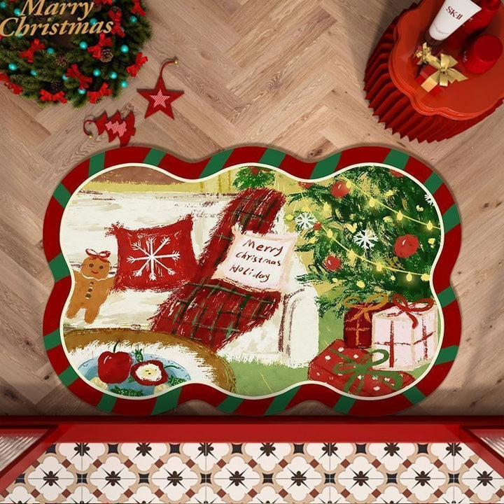 Whimsical Cat-Themed Holiday Floor Mat