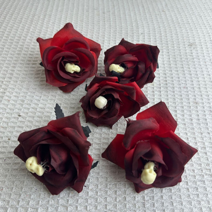 Set of delicate fabric rose hair clips for bridal and festive hairstyles