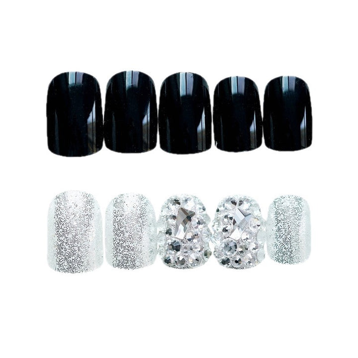 Elegant Press-On Nail Art with Gemstone Accents