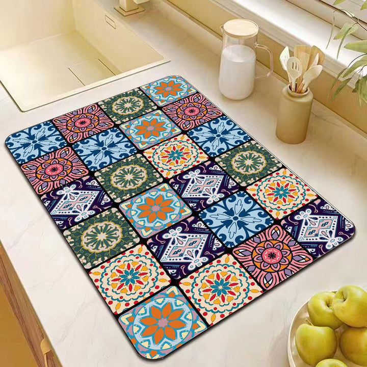 Elegant Mosaic Pattern Kitchen Mat Kalsten