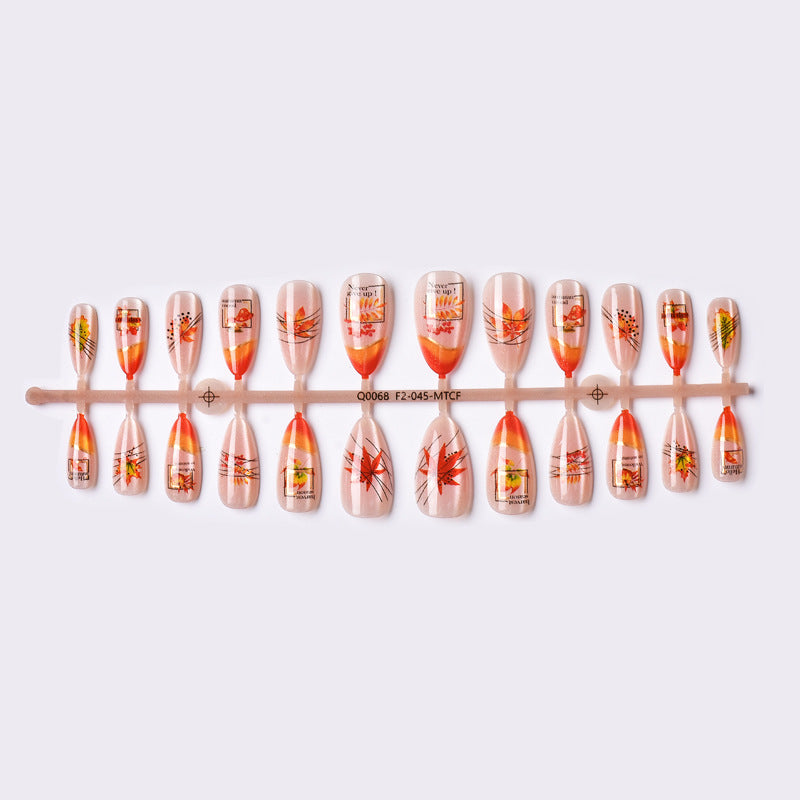 Autumn-Themed Decorative Press-On Nail Art Kalsten