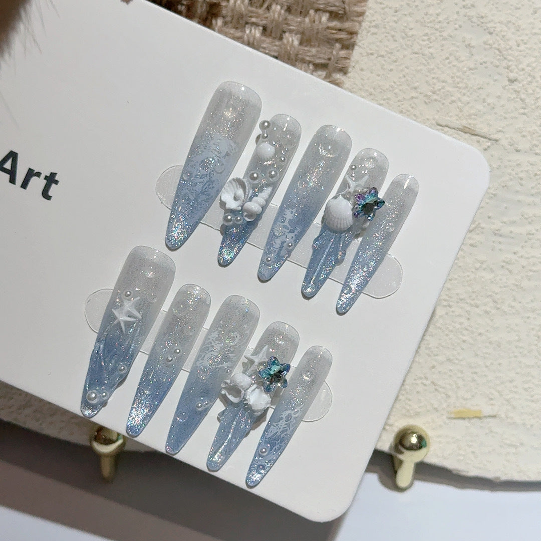 Coastal-Themed Decorative Press-On Nail Art Set