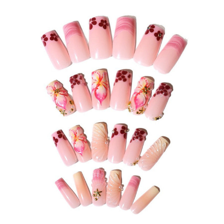 Acrylic nail set with exclusive flower design and sparkling accents Kalsten