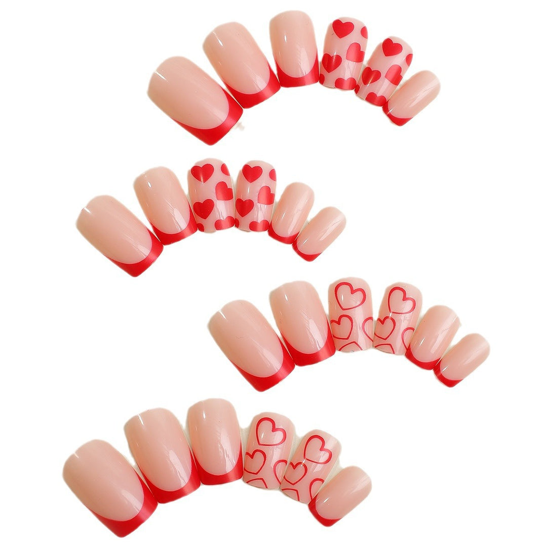 Creative Art Nail Set with Hearts and Lace Design Kalsten