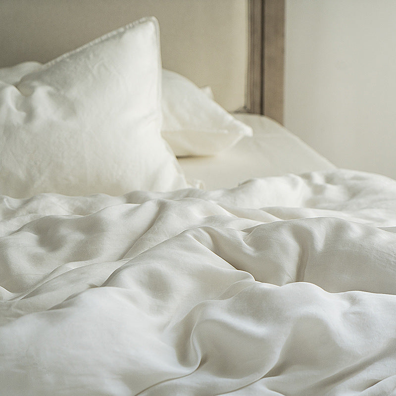 Luxurious stonewashed linen bedding set with a soft feel and hotel closure