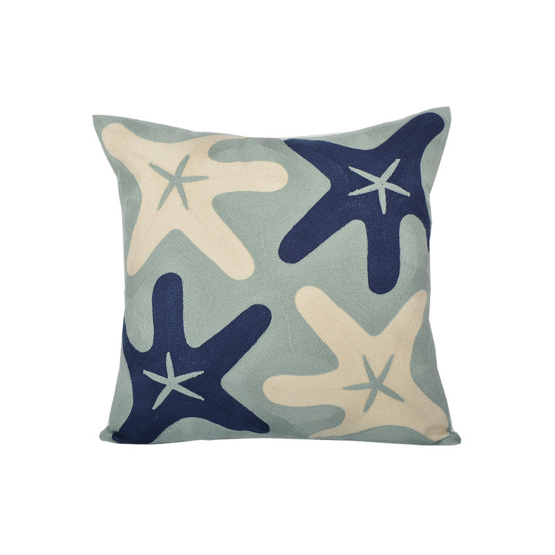 Coastal Starfish Jacquard Square Cushion with Hidden Zipper and Removable Insert