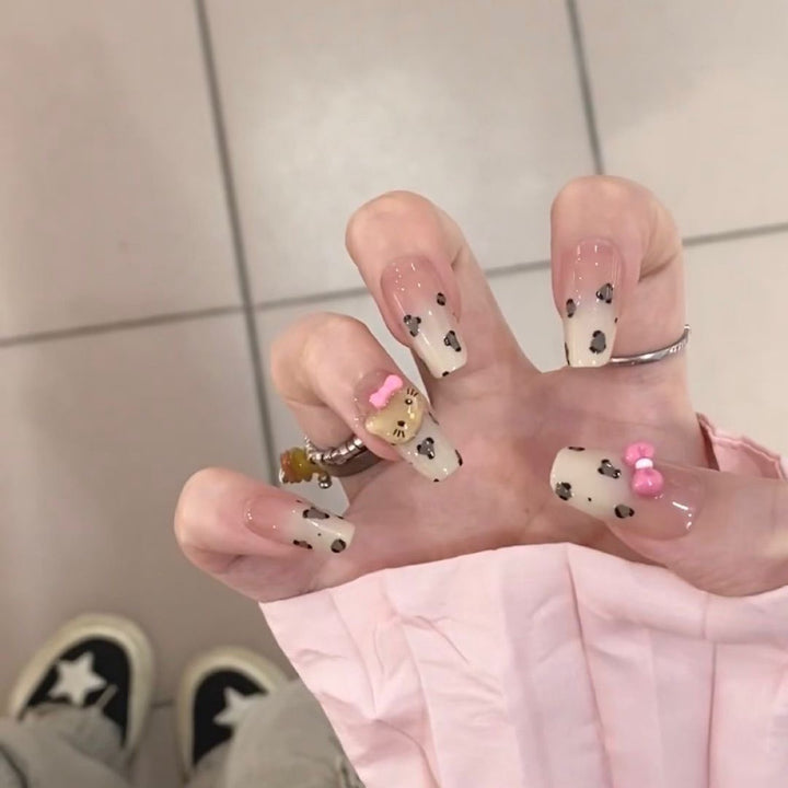 Playful art false nails with cute animal motifs Kalsten
