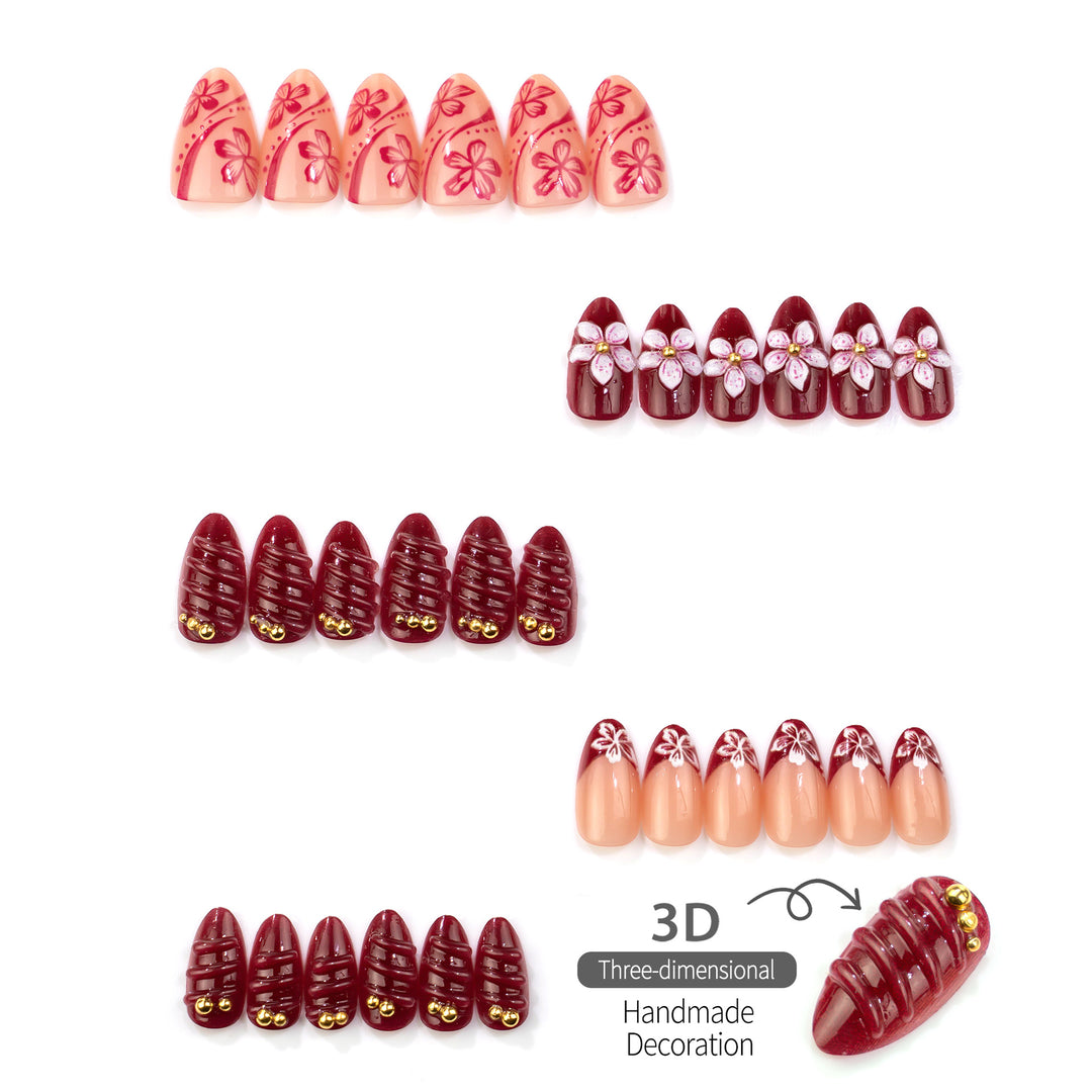Artisan Floral Press-On Nail Design
