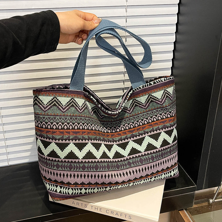 Ethnic Patterned Canvas Tote Bag
