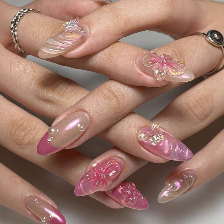 Elegant Artificial Nails with Botanical Designs Kalsten