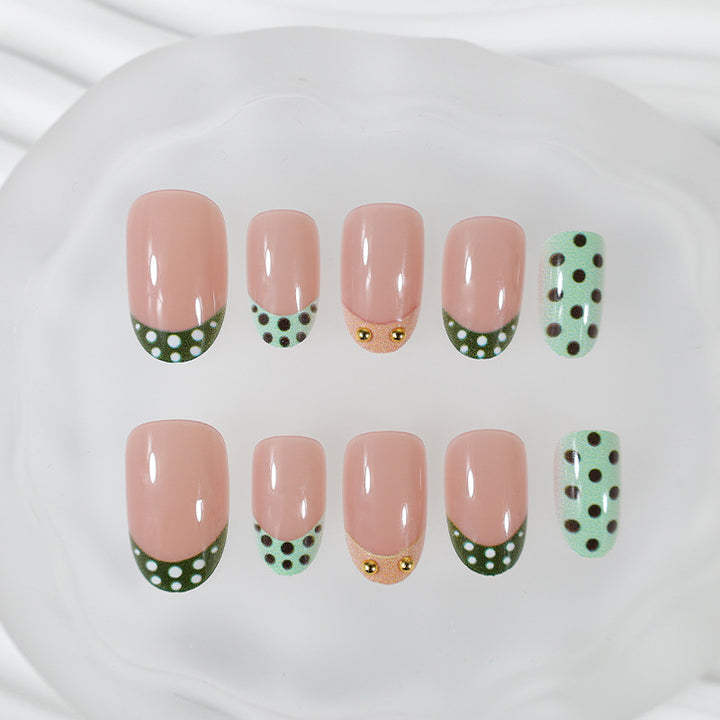 Artificial nail set with creative dot and glitter design Kalsten