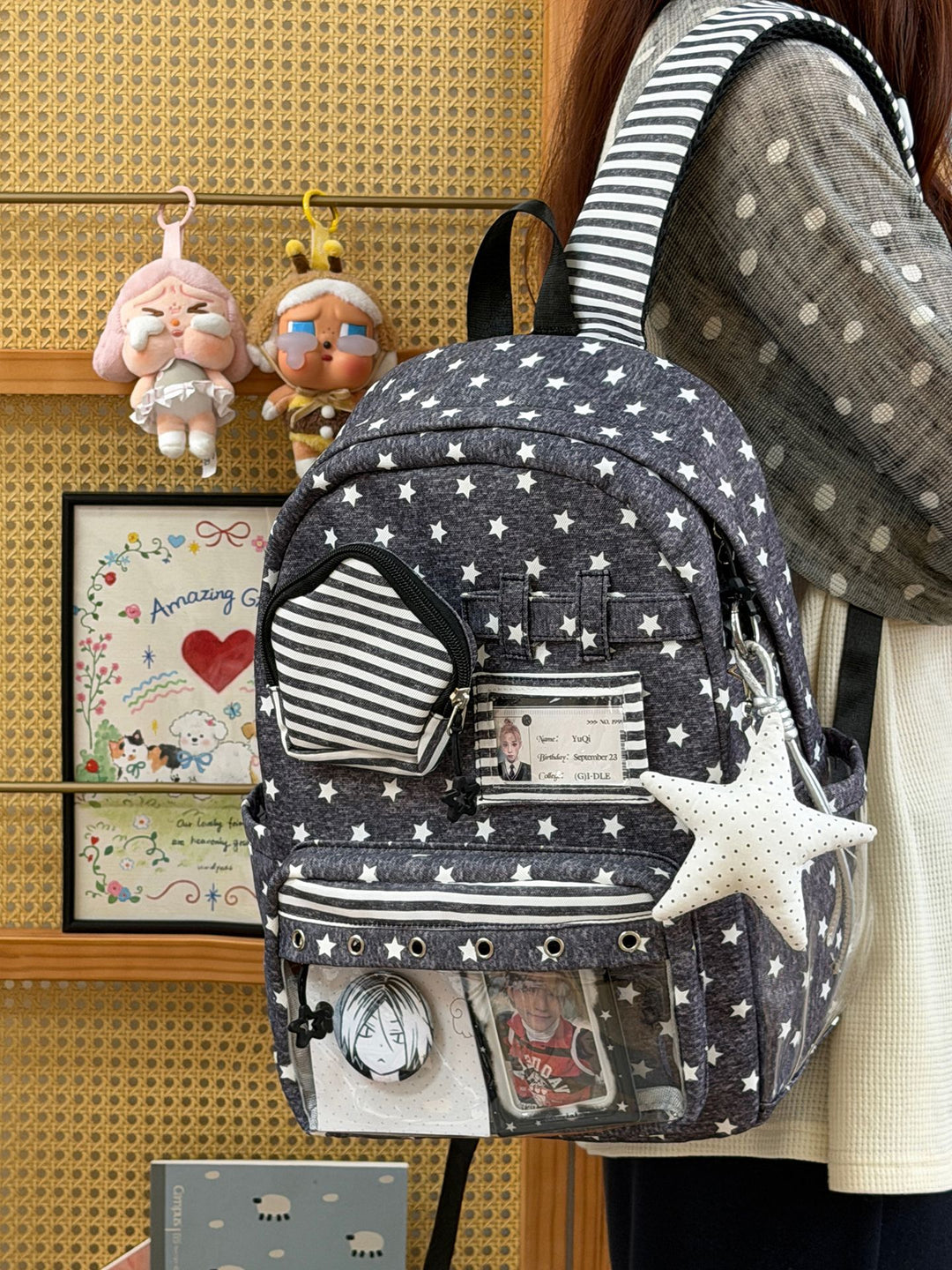 Stylish Multi-Pocket Clear Panel Backpack Kalsten