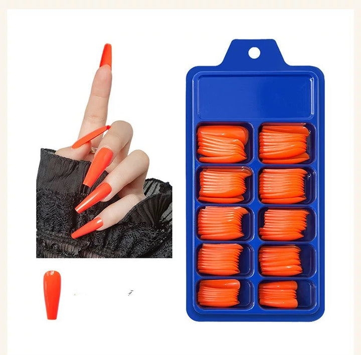 Artificial nails with long French tip design Kalsten