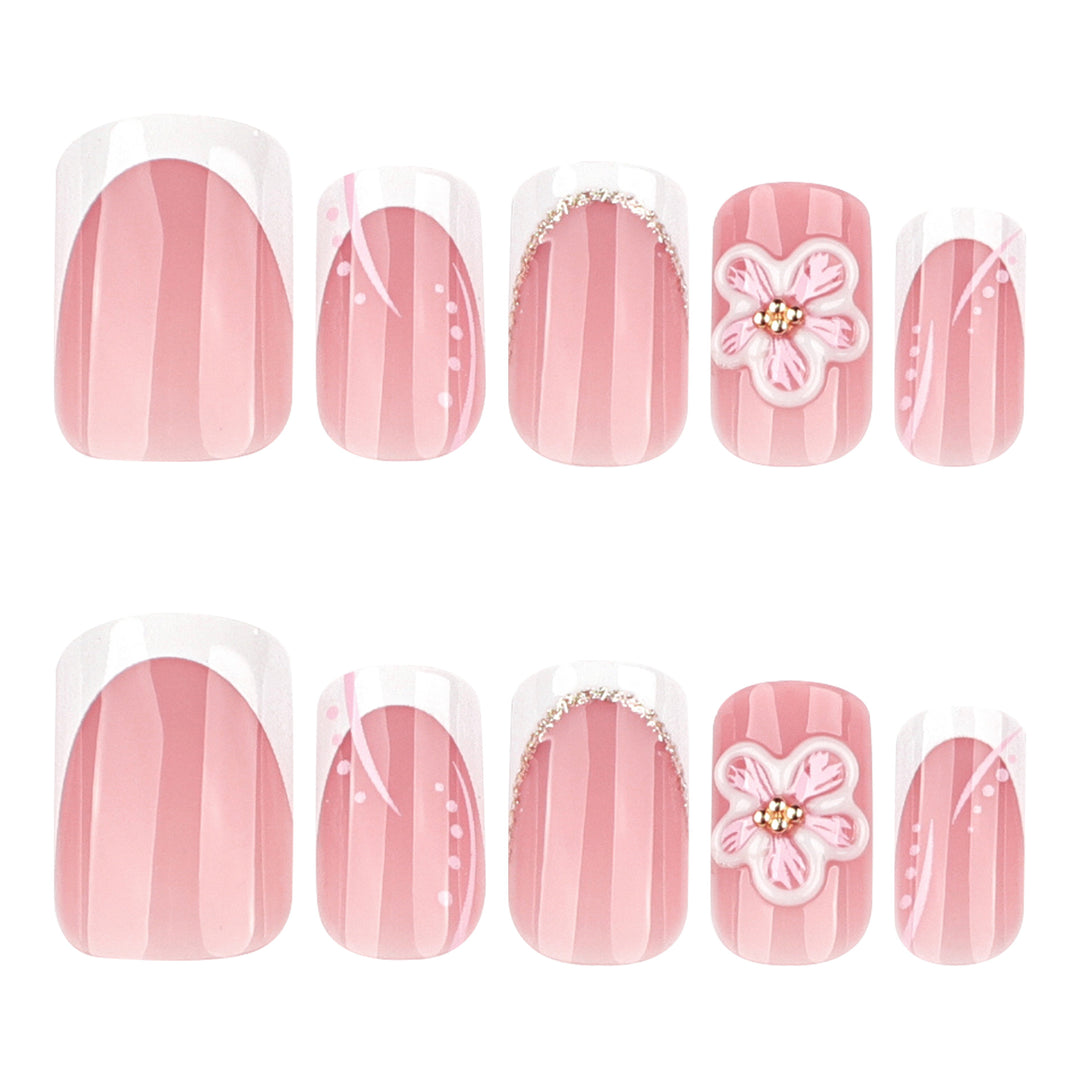 Artful Nail Extensions with Flower Design Kalsten