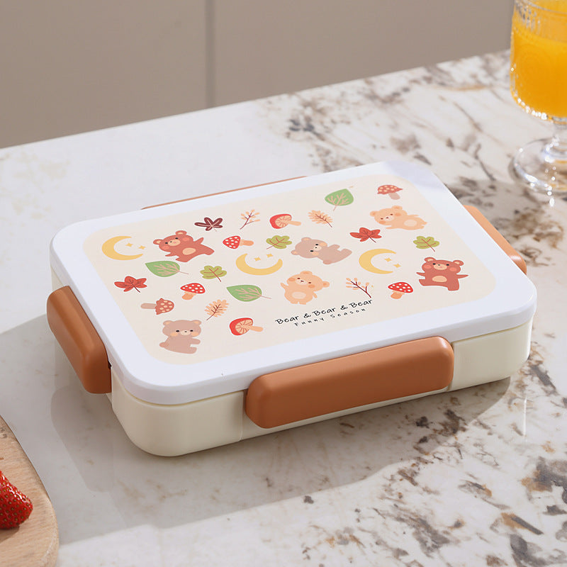 Playful Animal-Themed Lunch Box with Secure Closure