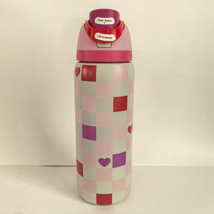 Double-Wall Vacuum Insulated Stainless Steel Travel Bottle With Flip Straw Leakproof Lid And Character Print