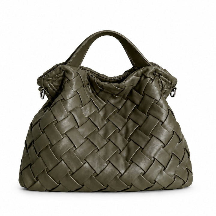 Handcrafted Woven Leather Hobo Bag