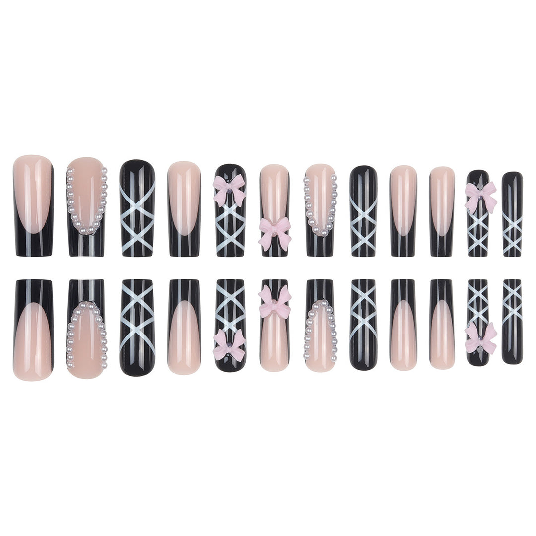 Artistic Bow-Adorned Stiletto Nail Set Kalsten