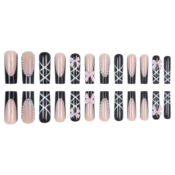 Artistic Bow-Adorned Stiletto Nail Set Kalsten