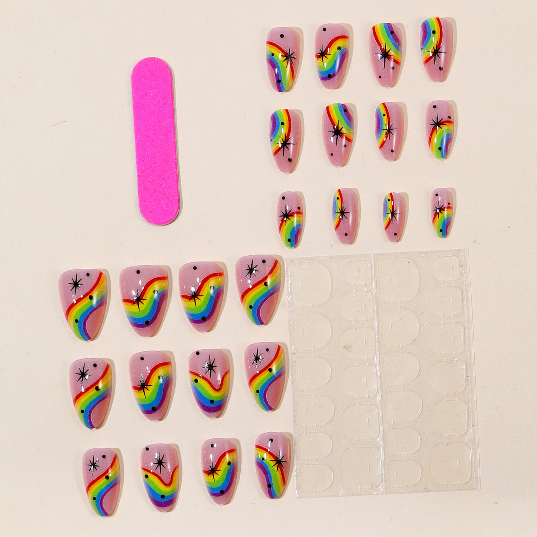 Colorful Rainbow-Themed Nail Art Kalsten