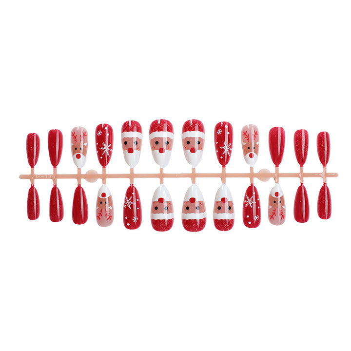 Festive Holiday-Themed Press-On Nail Art Set 1790738368