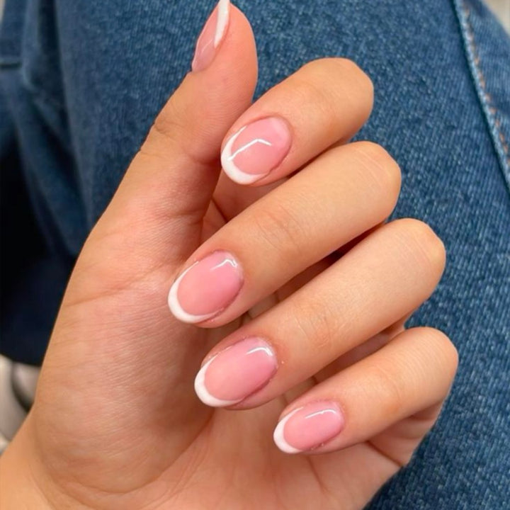 Elegant French Tip Almond-Shaped Press-On Nails