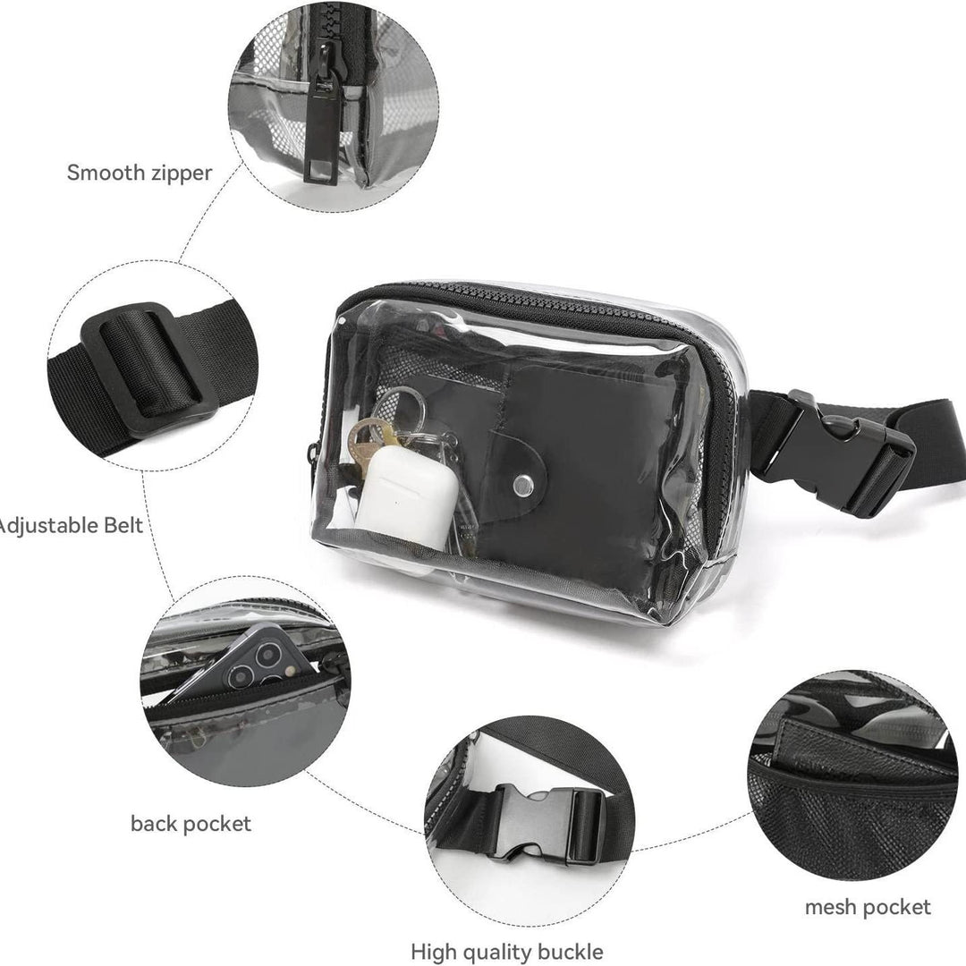 Transparent shoulder bag with mesh side pockets Kalsten