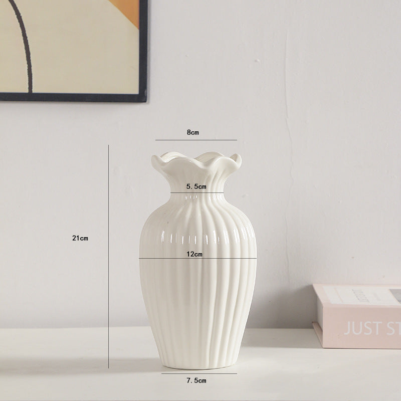 Elegant Ribbed Ceramic Flower Vase Kalsten 1790310309