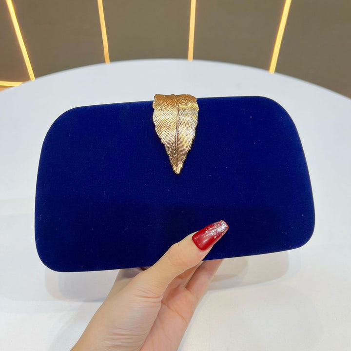Elegant Leaf-Accented Evening Clutch