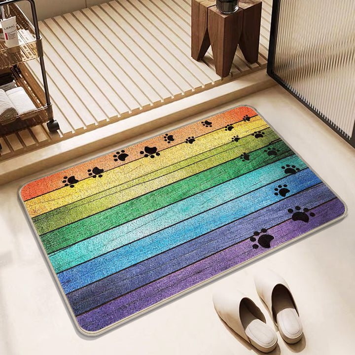 Colorful Paw Print Bath Mat