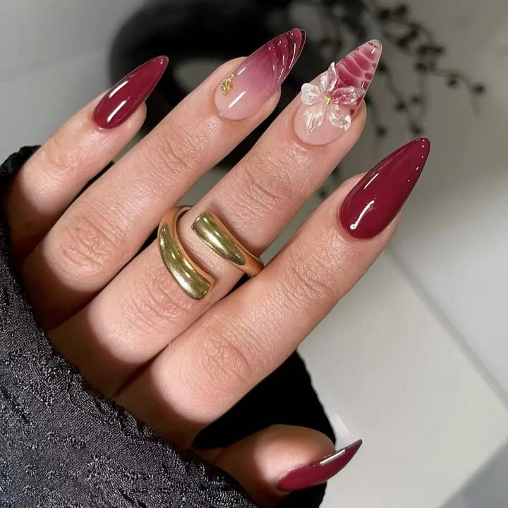 Artistic Floral Stiletto Press-On Nails