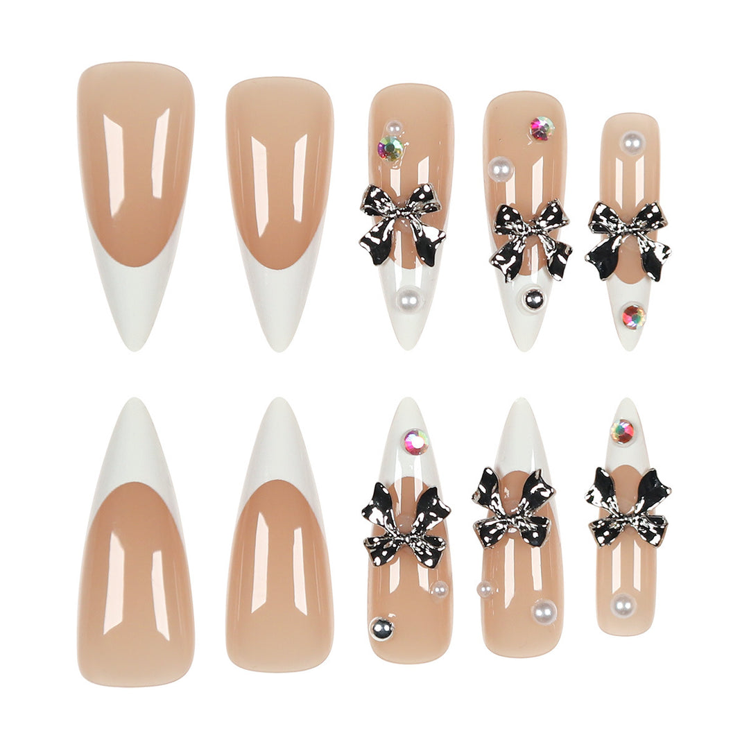 Decorative Stiletto Nail Art Extensions with Rhinestone Accents Kalsten