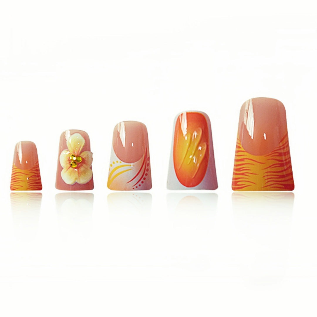 Decorative Floral Press-On Nail Set Kalsten