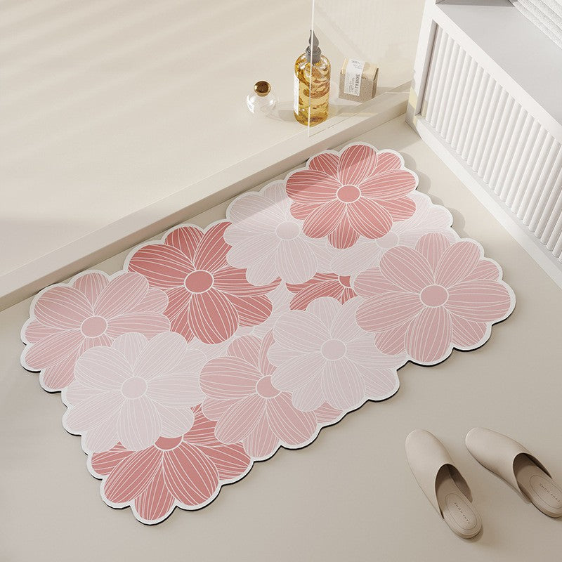 Decorative Floral Pattern Bathroom Mat