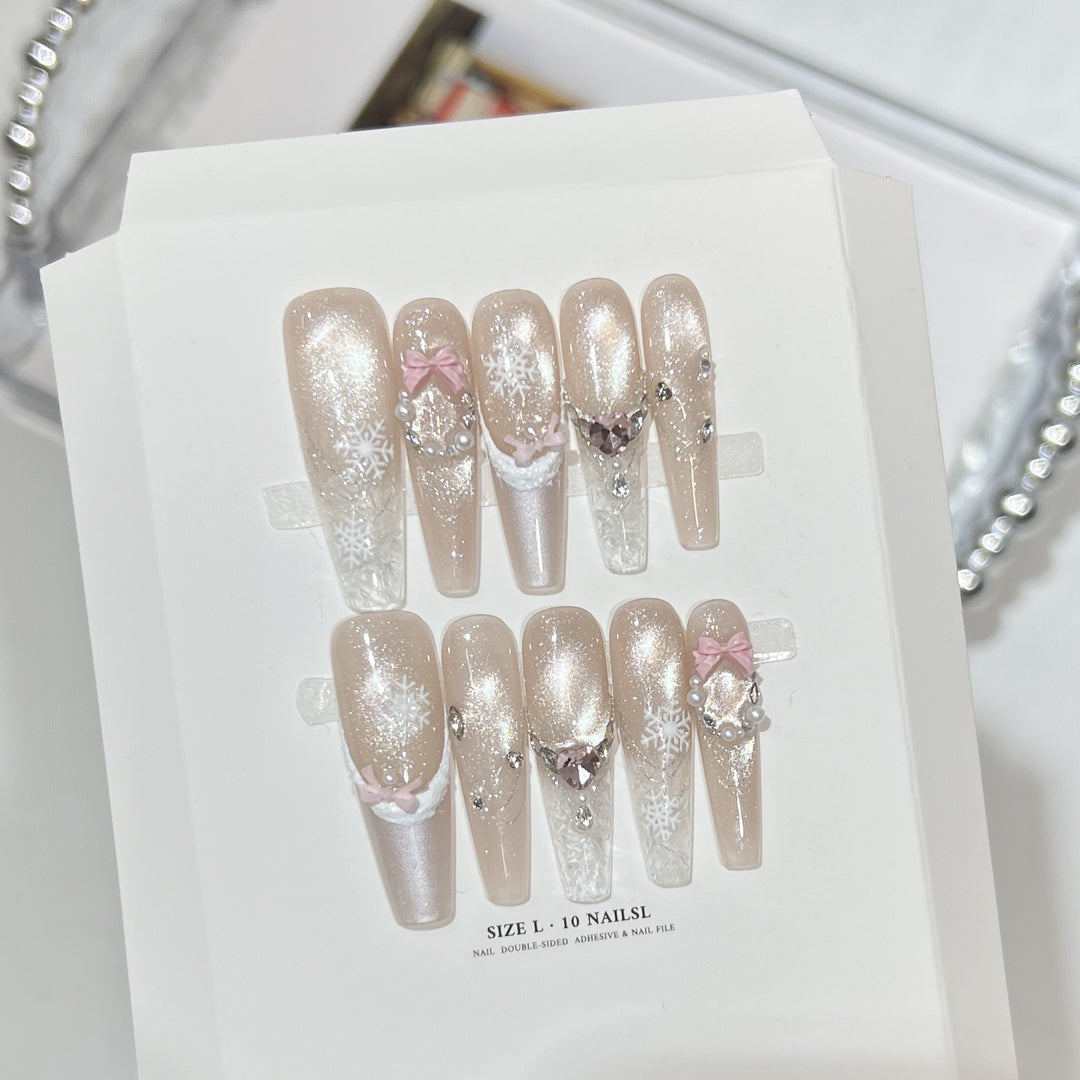 Decorative Stiletto Press-On Nail Set with Rhinestone and Glitter Accents Kalsten