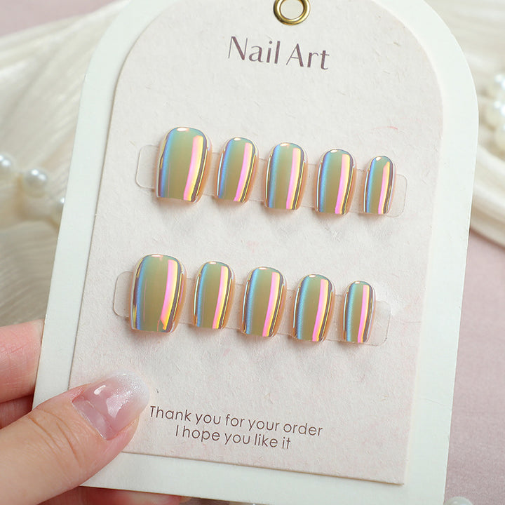 Iridescent Glossy Press-On Nail Set