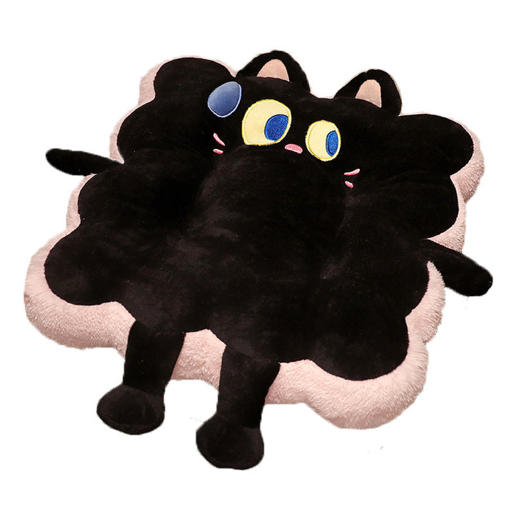 Plush seat cushion in cat shape with extra soft padding and seat cover