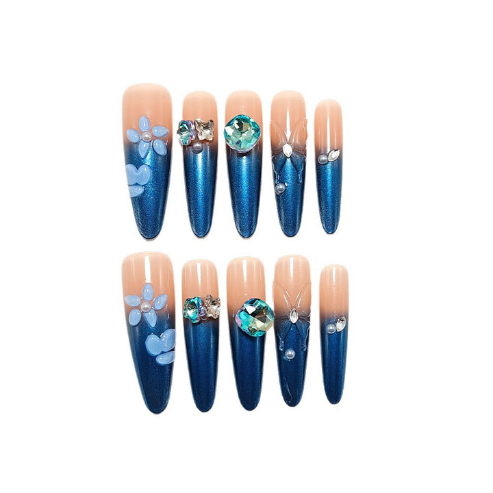Artificial nails with an elegant glitter and flower design Kalsten