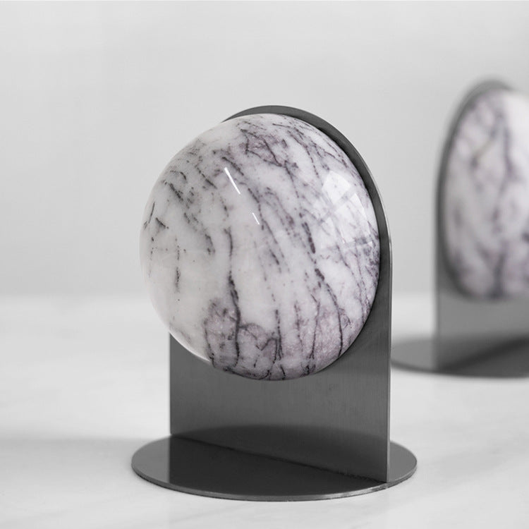 Elegant Geometric Marble Bookends