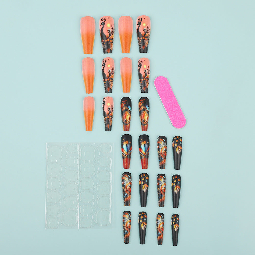 Creative Nail Art Set with Colorful Feather Designs Kalsten