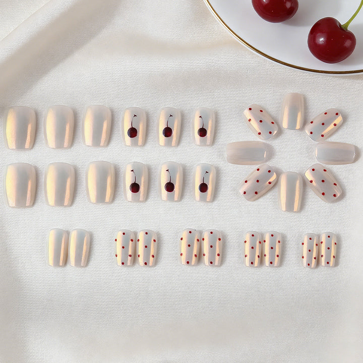 Artistic Cherry-Patterned Press-On Nail Set Kalsten