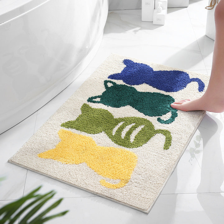 Playful Cat-Themed Bath Mat