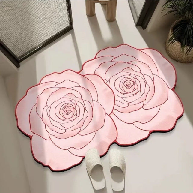 Floral Design Bathroom Rug Kalsten