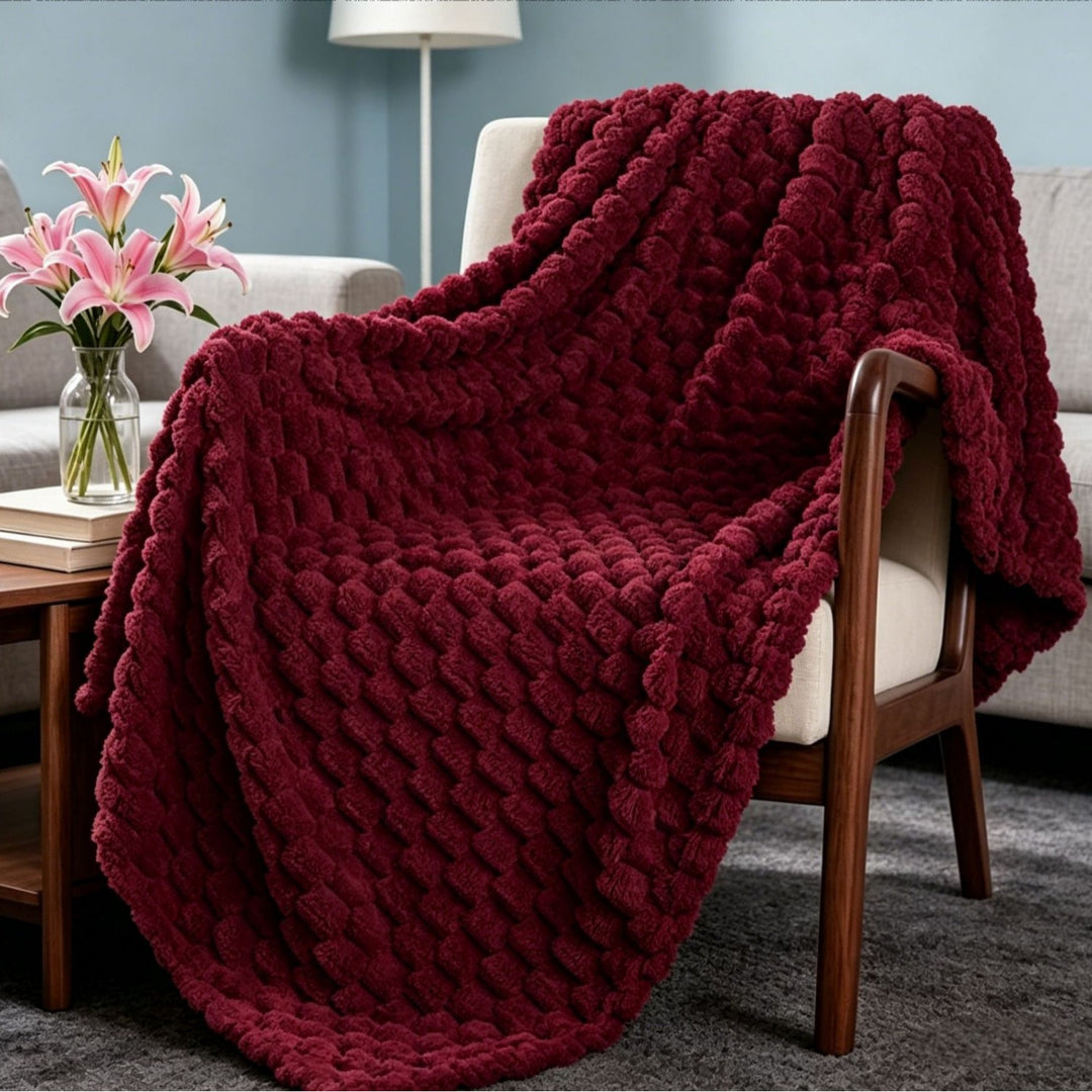 Premium Textured Plush Throw Blanket