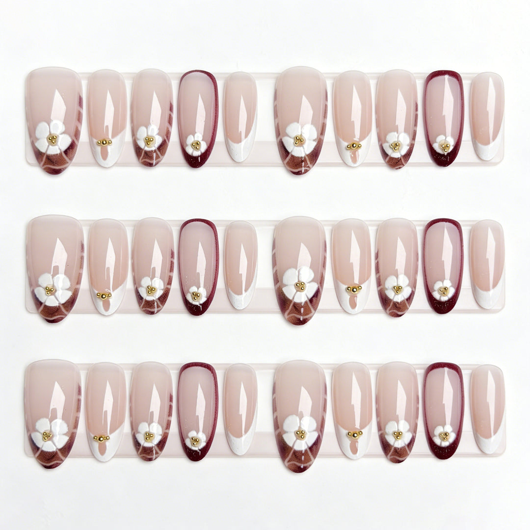 Elegant Floral Design Press-On Nail Enhancements Kalsten