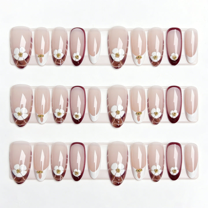Elegant Floral Design Press-On Nail Enhancements Kalsten