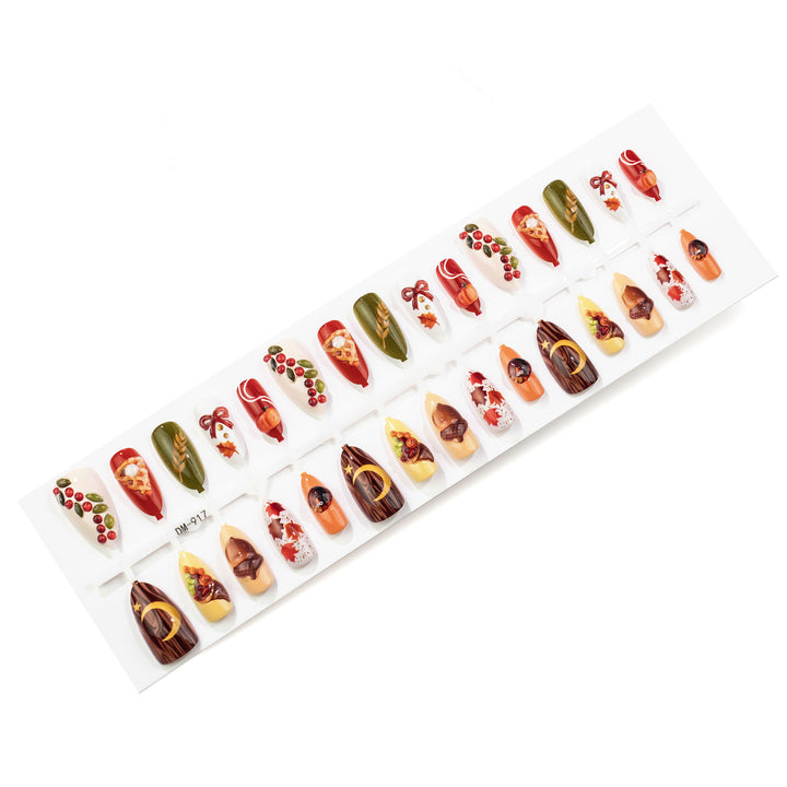 Festive Autumn-Themed Press-On Nail Art Set Kalsten