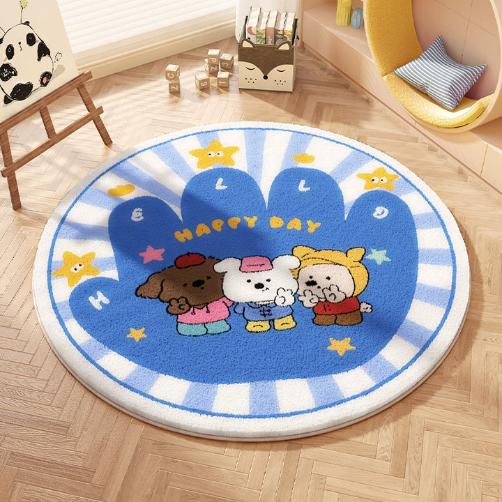 Playful Bow-Patterned Round Area Rug